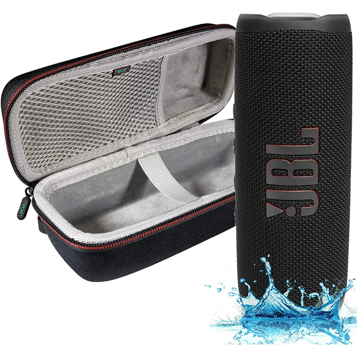 JBL Flip 6 - Waterproof Portable Bluetooth Speaker, with Megen Hardshell Case